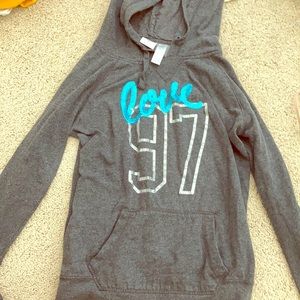 Gray and blue sparkle hoodie